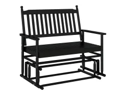 Banco columpio negro 118x70x104,5 cm madera maciza de álamo