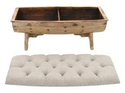 Banco con almacenaje Madera maciza y tela 103 x 51 x 44 cm
