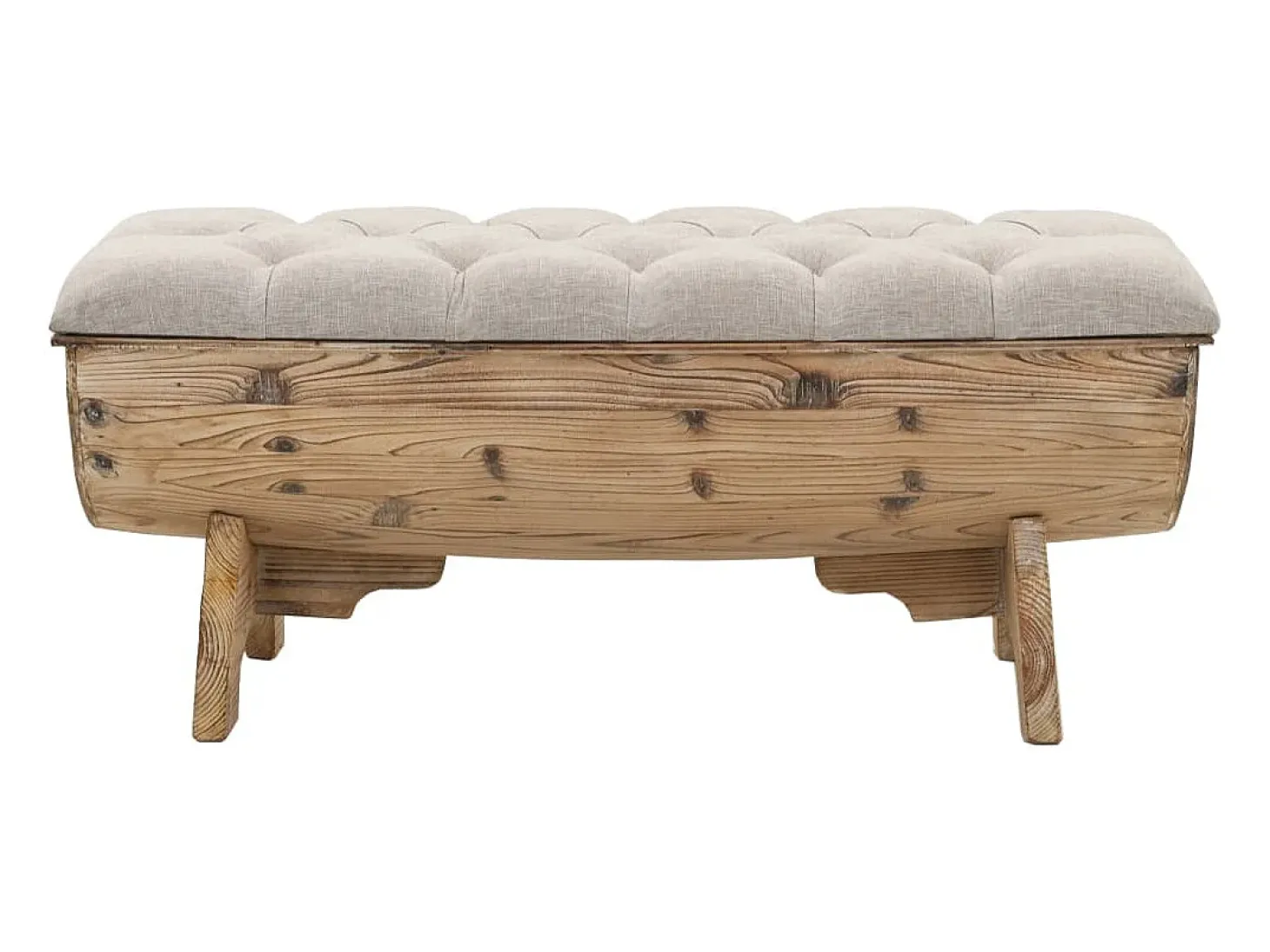 Banco con almacenaje Madera maciza y tela 103 x 51 x 44 cm