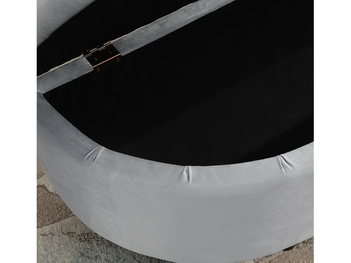 Banco con almacenaje y asiento de terciopelo, poliéster y madera, gris (120x46x42 cm)