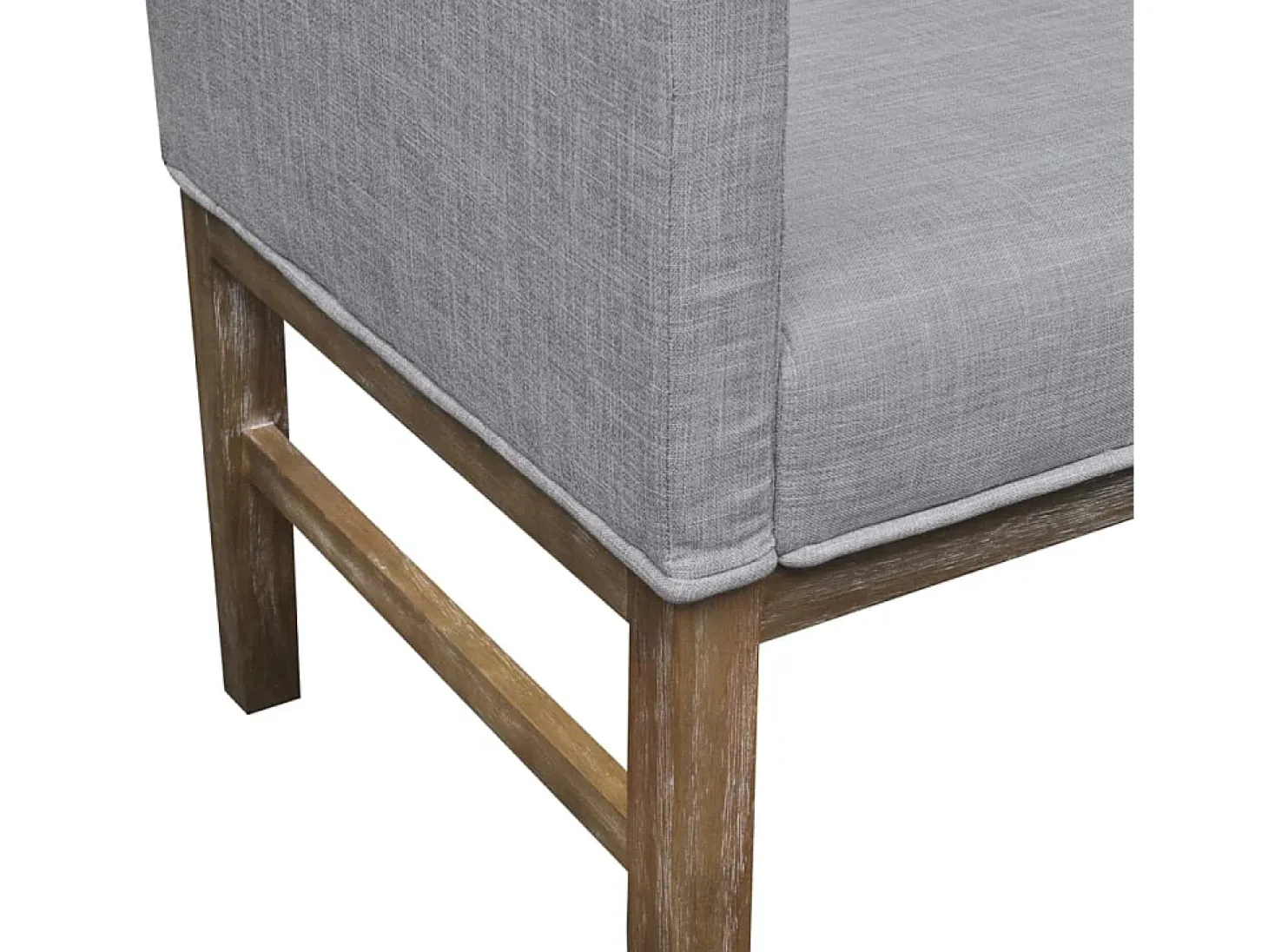 Banco con cojín acolchado madera de caucho tela gris claro