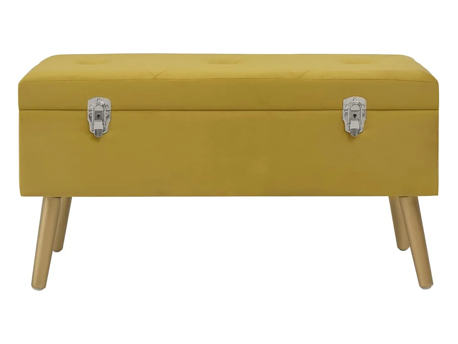 Banco con compartimento de almacenaje 80cm Terciopelo amarillo mostaza