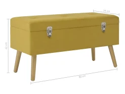 Banco con compartimento de almacenaje 80cm Terciopelo amarillo mostaza