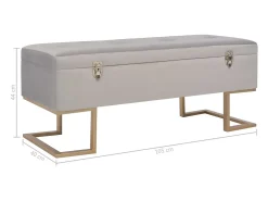 Banco con compartimento de almacenaje 105 cm Terciopelo Gris