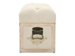 Banco de almacenaje 110 cm Crema Madera maciza de abeto y tela