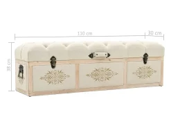 Banco de almacenaje 110 cm Crema Madera maciza de abeto y tela