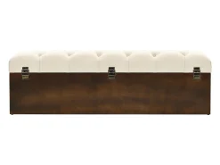 Banco de almacenaje 110 cm Crema Madera maciza de abeto y tela