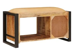 Banco de almacenaje con cajón de madera maciza de mango marrón