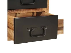 Banco de almacenaje con cajón de madera maciza de mango marrón