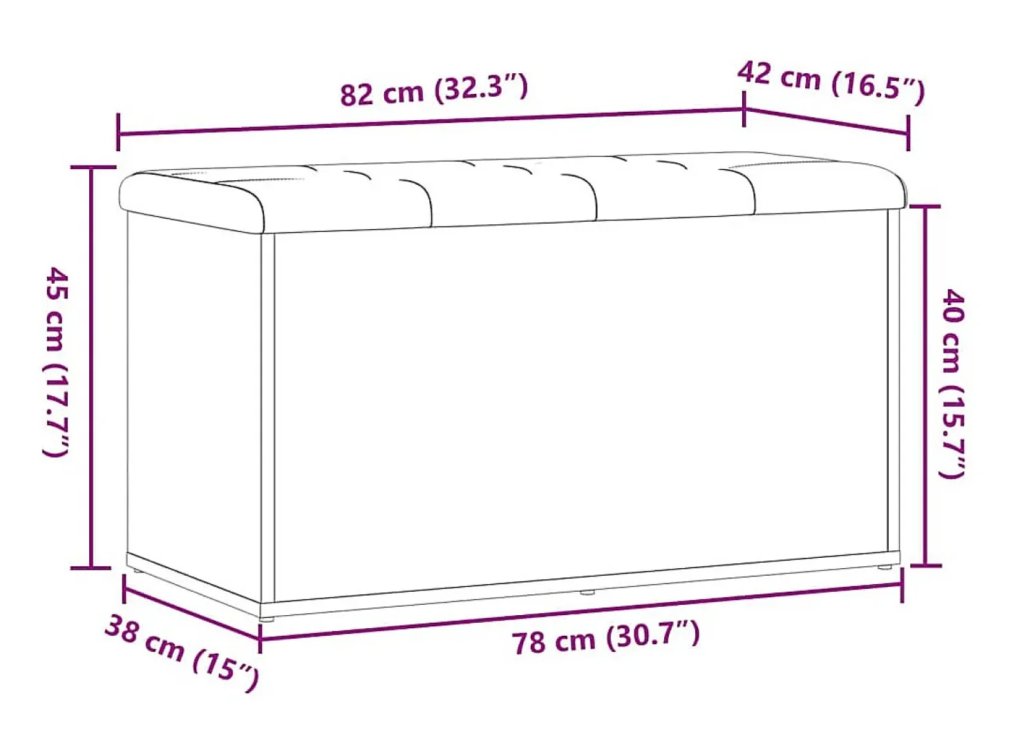 Banco de almacenaje de madera antigua 82x42x45 cm madera de ingeniería