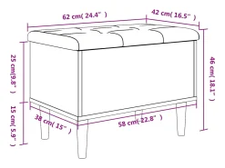 Banco de almacenaje de roble marrón 62x42x46 cm madera de ingeniería
