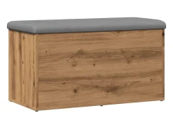 Banco de almacenaje de roble artesanal 82x42x45 cm madera de ingeniería