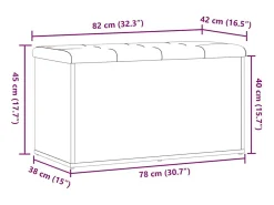 Banco de almacenaje de roble artesanal 82x42x45 cm madera de ingeniería