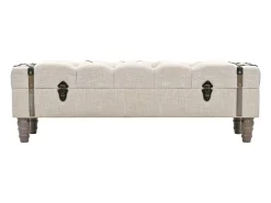 Banco de almacenaje Madera maciza y acero 111x34x37 cm