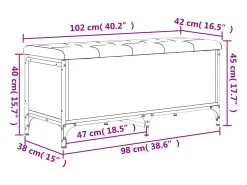 Banco de almacenaje negro 102x42x45 cm madera de ingeniería