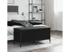 Banco de almacenaje negro 102x42x45 cm madera de ingeniería