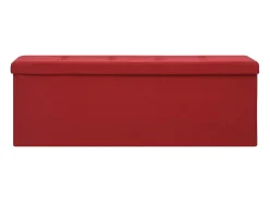 Banco de almacenaje plegable de lino sintético rojo burdeos