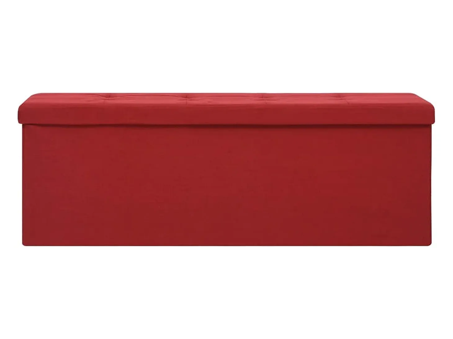 Banco de almacenaje plegable de lino sintético rojo burdeos