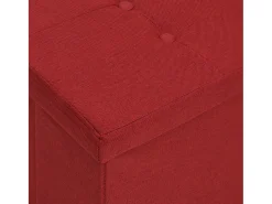 Banco de almacenaje plegable de lino sintético rojo burdeos