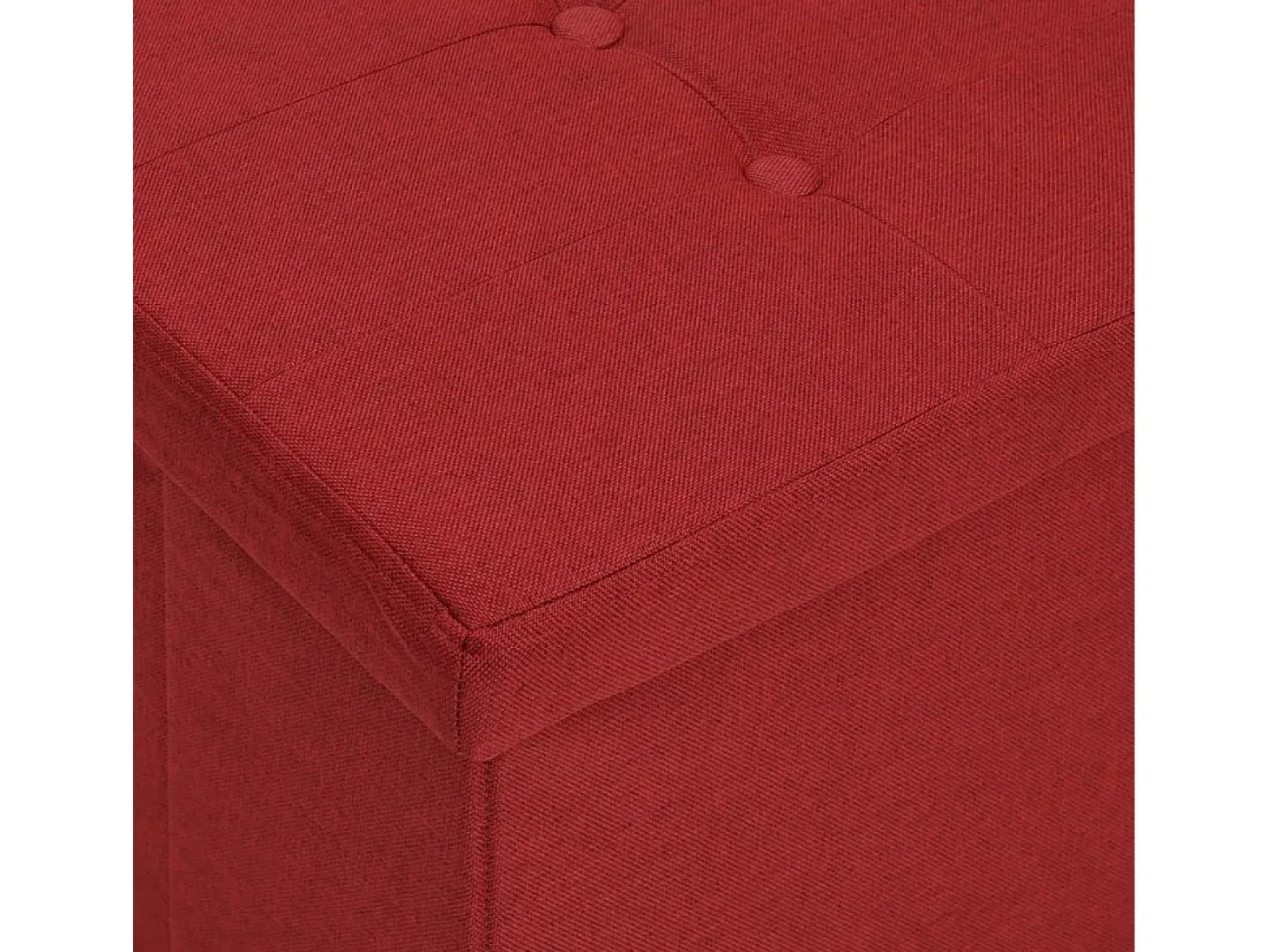 Banco de almacenaje plegable de lino sintético rojo burdeos