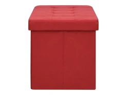 Banco de almacenaje plegable de lino sintético rojo burdeos