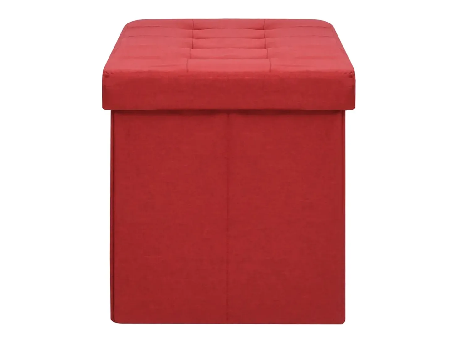 Banco de almacenaje plegable de lino sintético rojo burdeos