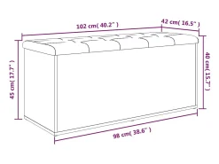 Banco de almacenaje roble ahumado 102x42x45 cm madera de ingeniería