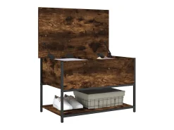 Banco de almacenaje roble ahumado 70x42,5x47 cm madera de ingeniería