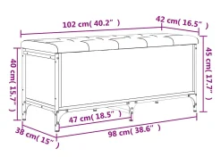 Banco de almacenaje Sonoma gris 102x42x45 cm madera de ingeniería