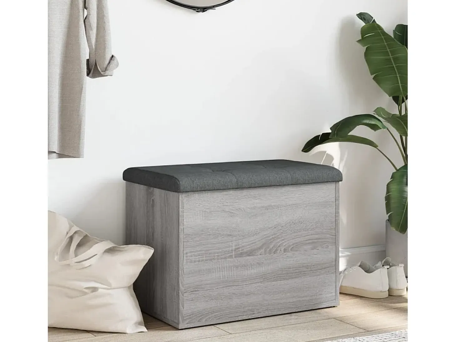 Banco de almacenaje Sonoma gris 62x42x45 cm madera de ingeniería