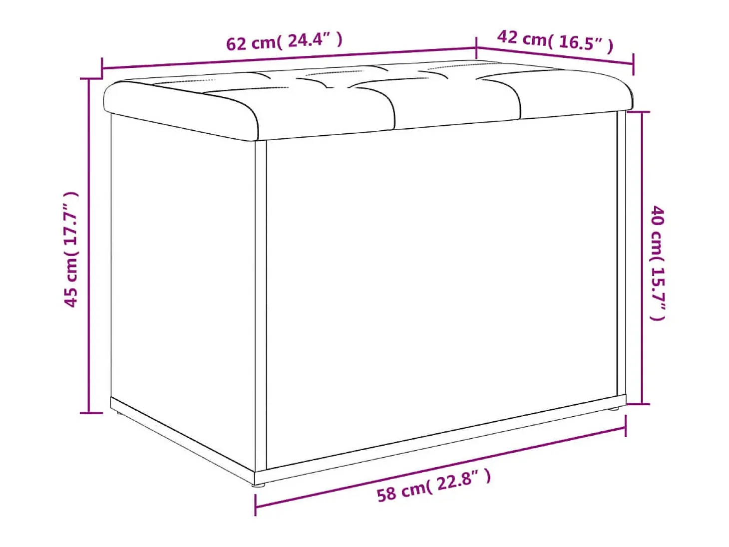 Banco de almacenaje Sonoma gris 62x42x45 cm madera de ingeniería