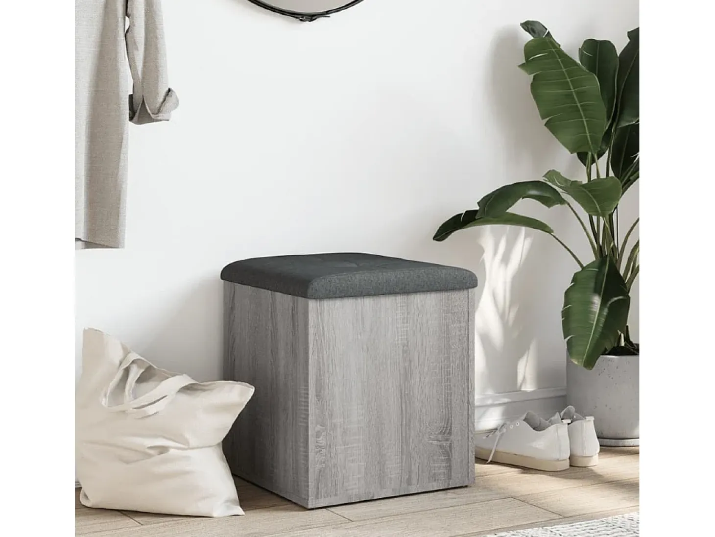 Banco de almacenaje Sonoma gris 42x42x45 cm madera de ingeniería