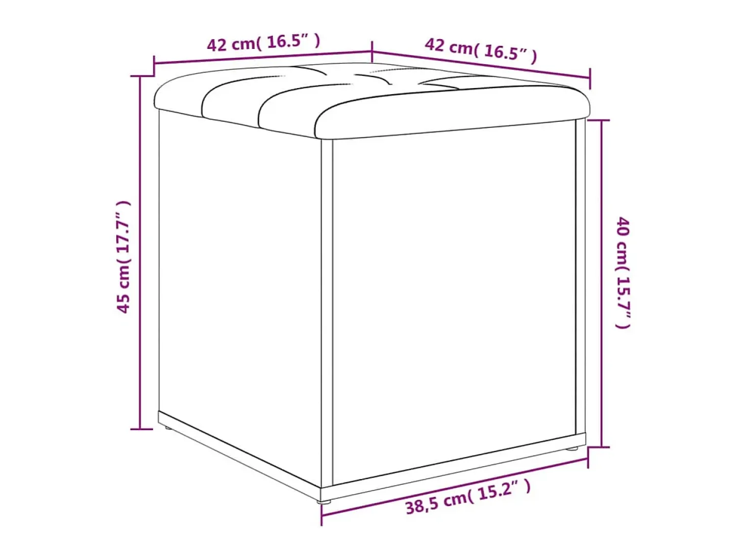 Banco de almacenaje Sonoma gris 42x42x45 cm madera de ingeniería