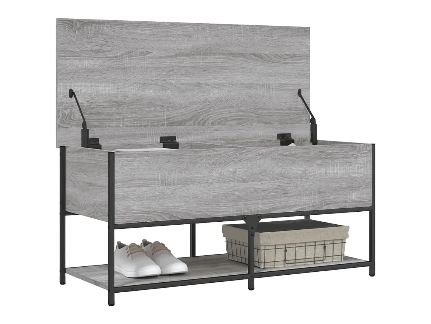 Banco de almacenaje Sonoma gris 100x42,5x47 cm madera de ingeniería
