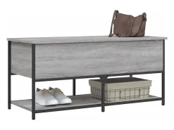 Banco de almacenaje Sonoma gris 100x42,5x47 cm madera de ingeniería