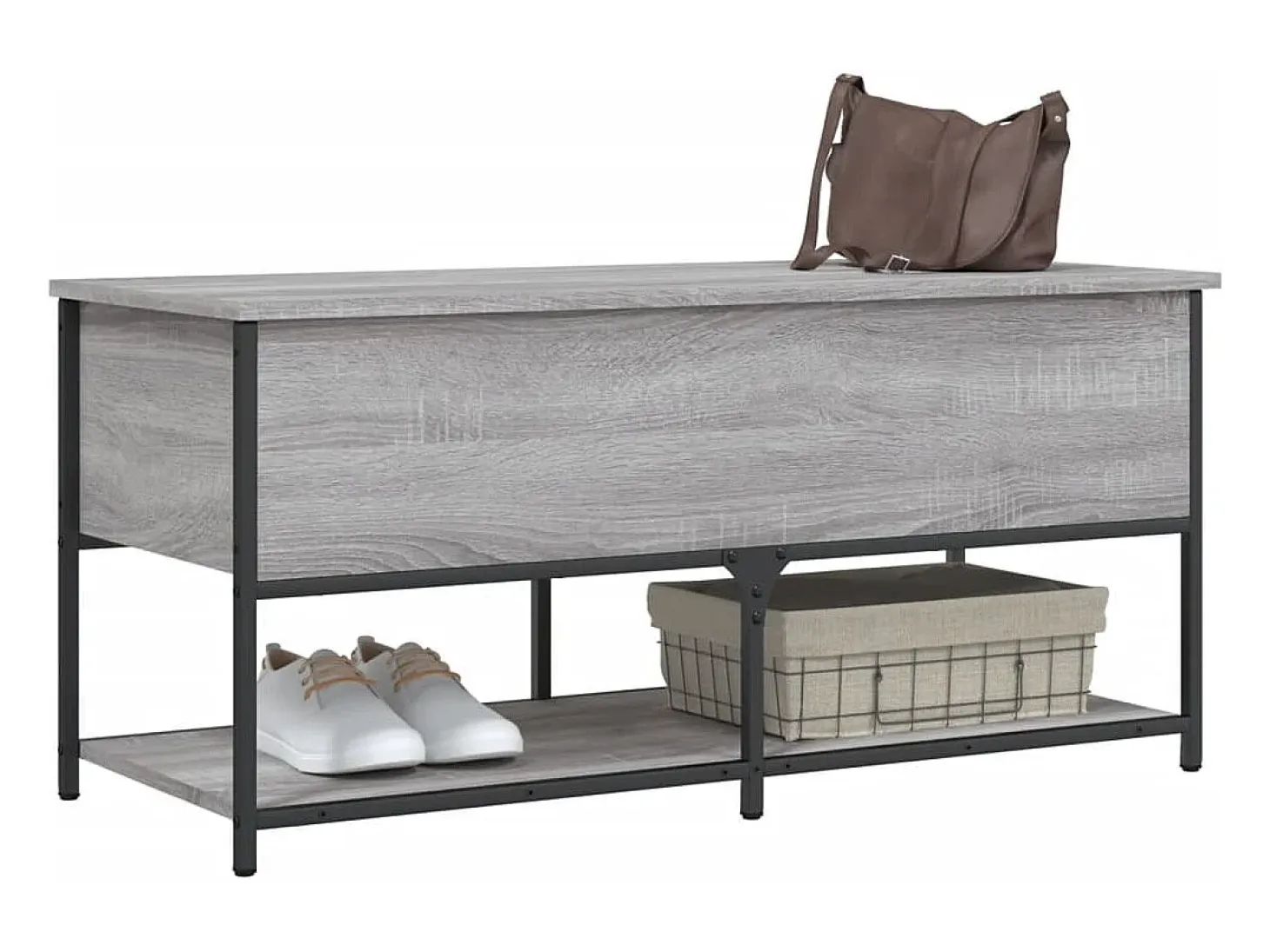 Banco de almacenaje Sonoma gris 100x42,5x47 cm madera de ingeniería