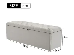 Banco de almacenaje tapizado con espacio de almacenaje - estructura de madera - lino gris claro 141x41,5x47 cm