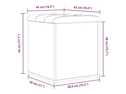 Banco de almacenamiento de roble negro 42 x 42 x 45 cm Madera de ingeniería