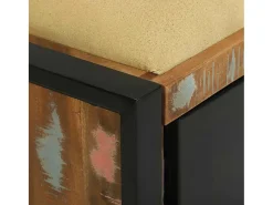 Banco de almacenamiento multicolor de madera maciza recuperada