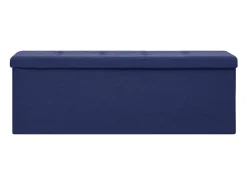 Banco de almacenamiento plegable de lino sintético azul
