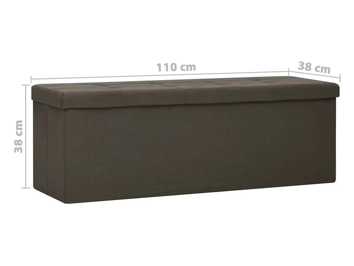 Banco de almacenamiento plegable de lino sintético marrón oscuro