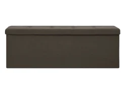 Banco de almacenamiento plegable de lino sintético marrón oscuro