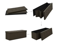 Banco de almacenamiento plegable de lino sintético marrón oscuro