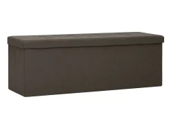 Banco de almacenamiento plegable de lino sintético marrón oscuro