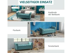 Banco de cama tapizado en terciopelo con espacio de almacenamiento integrado, poliéster, verde (126 x 48,5 x 57 cm)