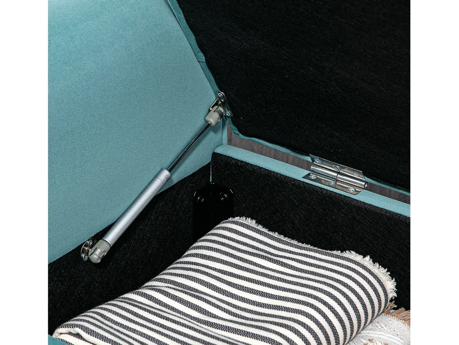 Banco de cama tapizado en terciopelo con espacio de almacenamiento integrado, poliéster, verde (126 x 48,5 x 57 cm)