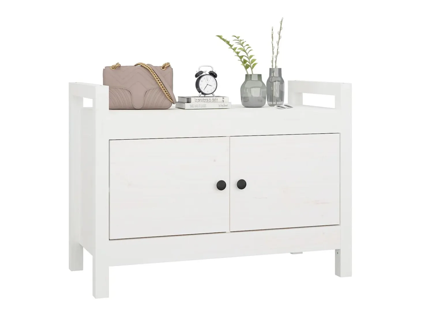 Banco de entrada blanco 80x40x60 cm Madera maciza de pino