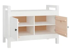 Banco de entrada blanco 80x40x60 cm Madera maciza de pino