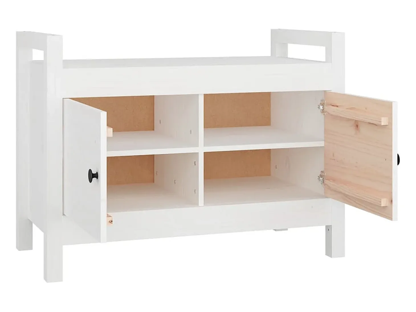 Banco de entrada blanco 80x40x60 cm Madera maciza de pino