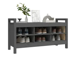Banco de entrada Gris 110x40x60 cm Madera maciza de pino